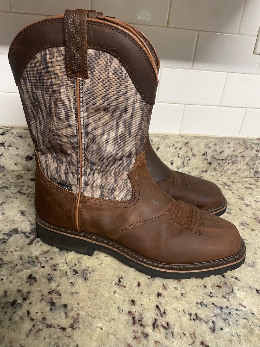 Cabela's Pinedale Camo Waterproof Square-Toe Western Work Boots shoe camo men 14